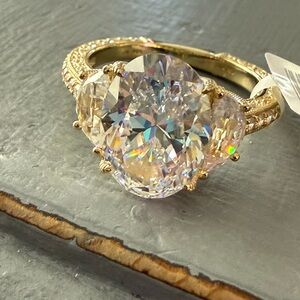 Judith Ripka 925 Sterling Silver 14K Gold Clad Ring Size 9 NEW